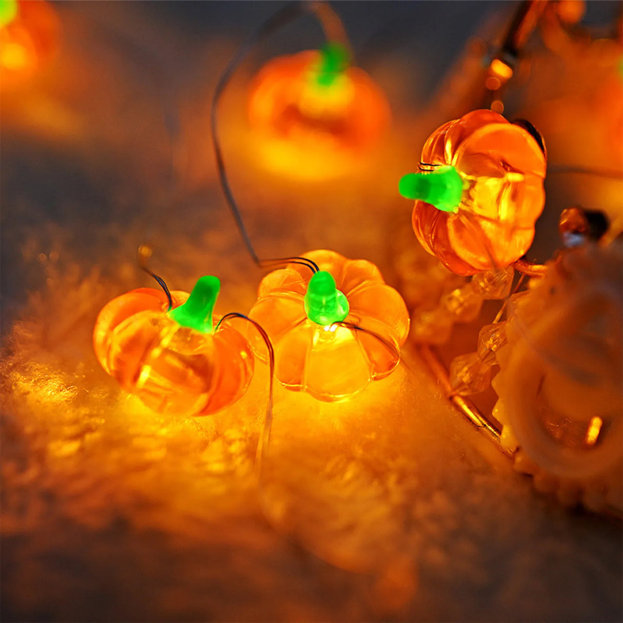 イベント・ハロウィン装飾｜LEDカボチャライトデコレーション(1M/2M/3M)