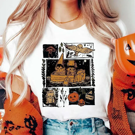 イベント・ハロウィングッズ｜レディース カジュアル パンプキン柄 Tシャツ（M～3XL）