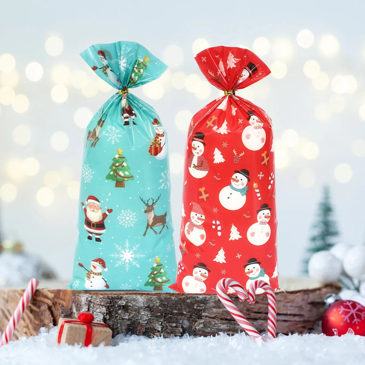 イベント・クリスマス装飾｜クリスマス柄ギフトバッグセット(25/50/100pcs)