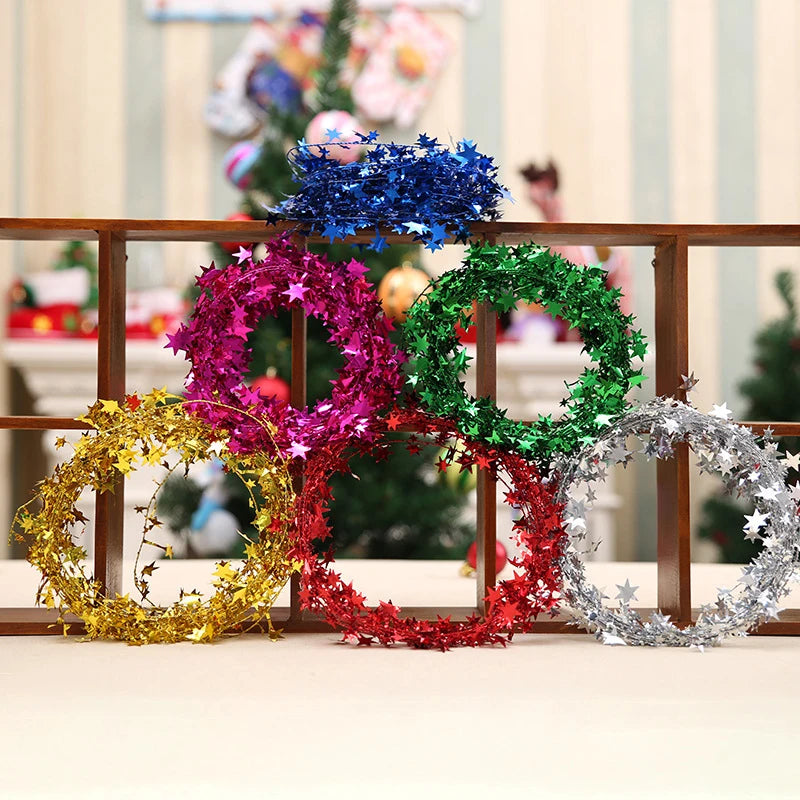 イベント・クリスマス装飾｜ゴールドシルバースターガーランド 7.5m