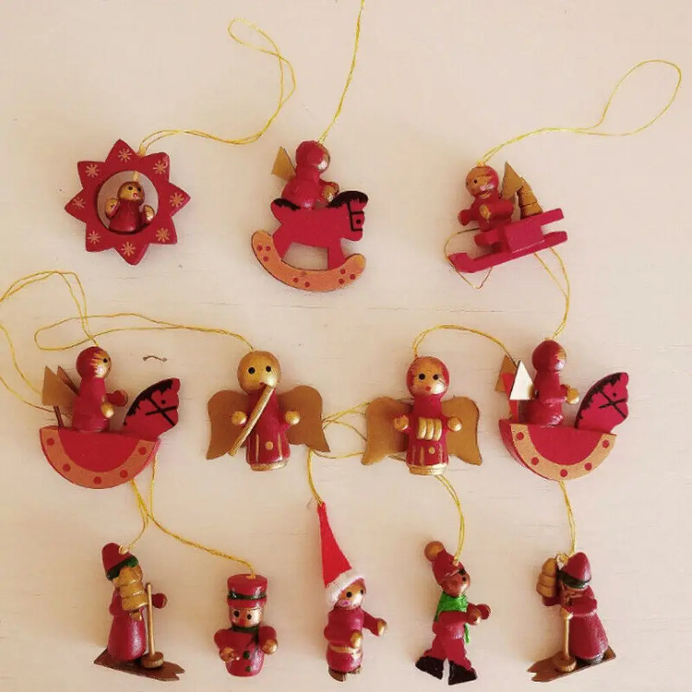 イベント・クリスマス装飾｜12個入り 木製クリスマスオーナメントセット