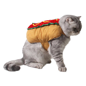 イベント・ハロウィングッズ｜ホットドッグ型ペットコスチューム 犬猫用 秋冬