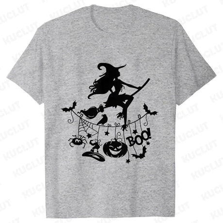 イベント・ハロウィングッズ｜レディース ハロウィン魔女柄Tシャツ (S～XXL)