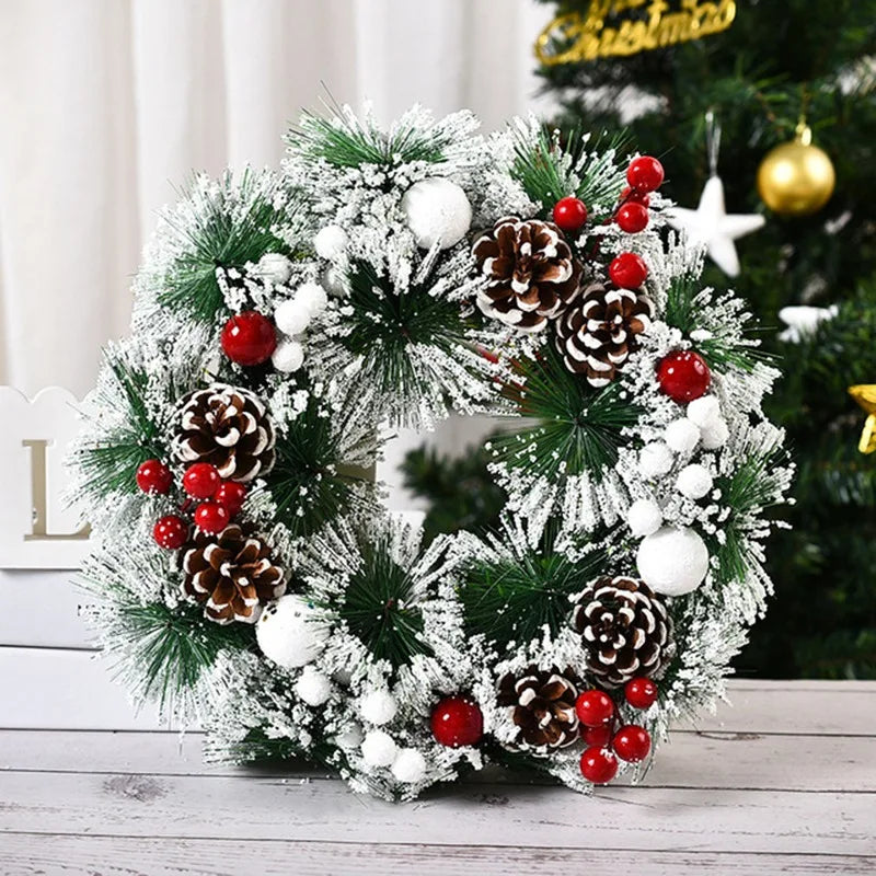 イベント・クリスマス装飾｜赤いリース ゴールド窓壁飾り