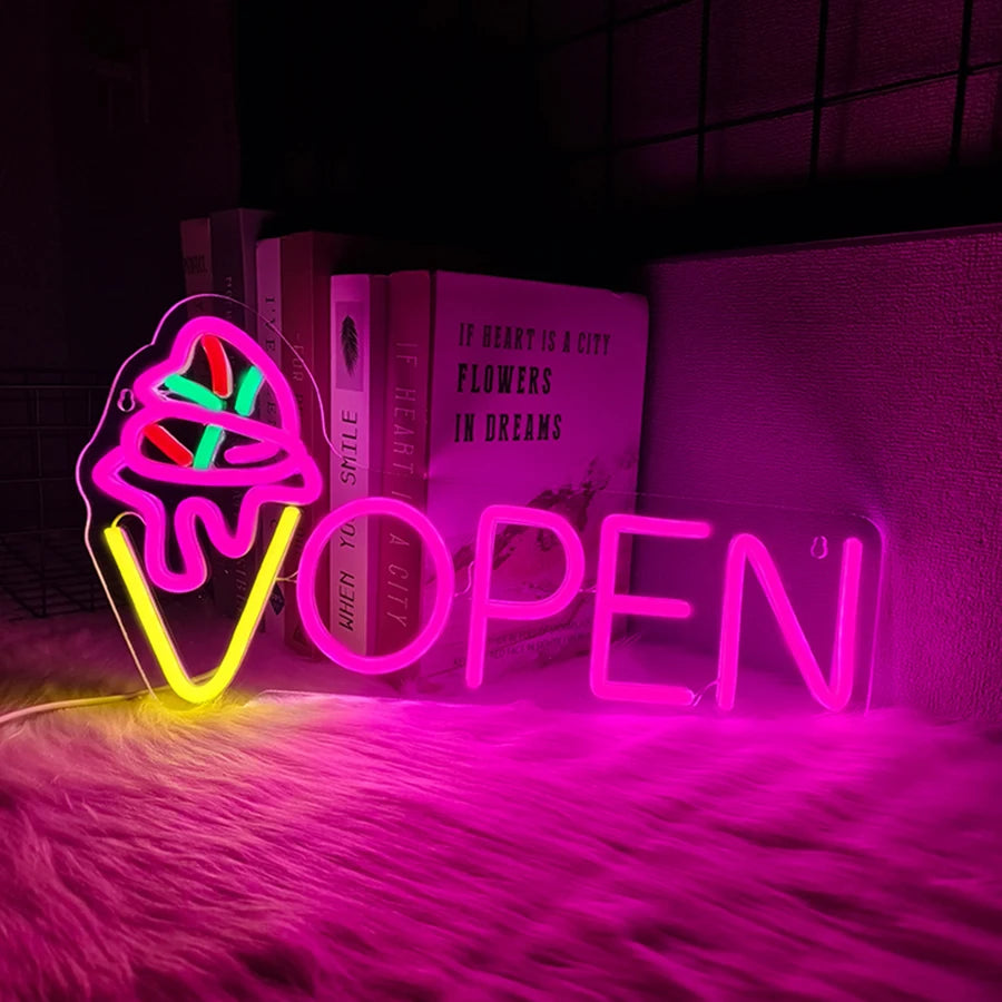 アイスクリームOPEN　LEDネオンサイン（ネオン看板）