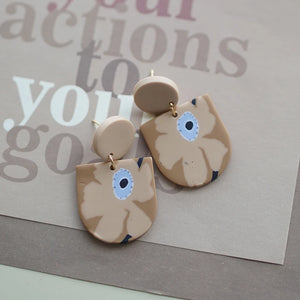 アールデコ風花柄ポリマークレイイヤリングセット