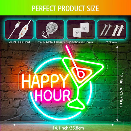 HAPPY HOUR LEDネオンサイン（ネオン看板） 調光可能