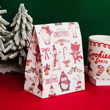 イベント・クリスマス装飾｜クリスマス柄紙製ギフトバッグセット(5/10個入)