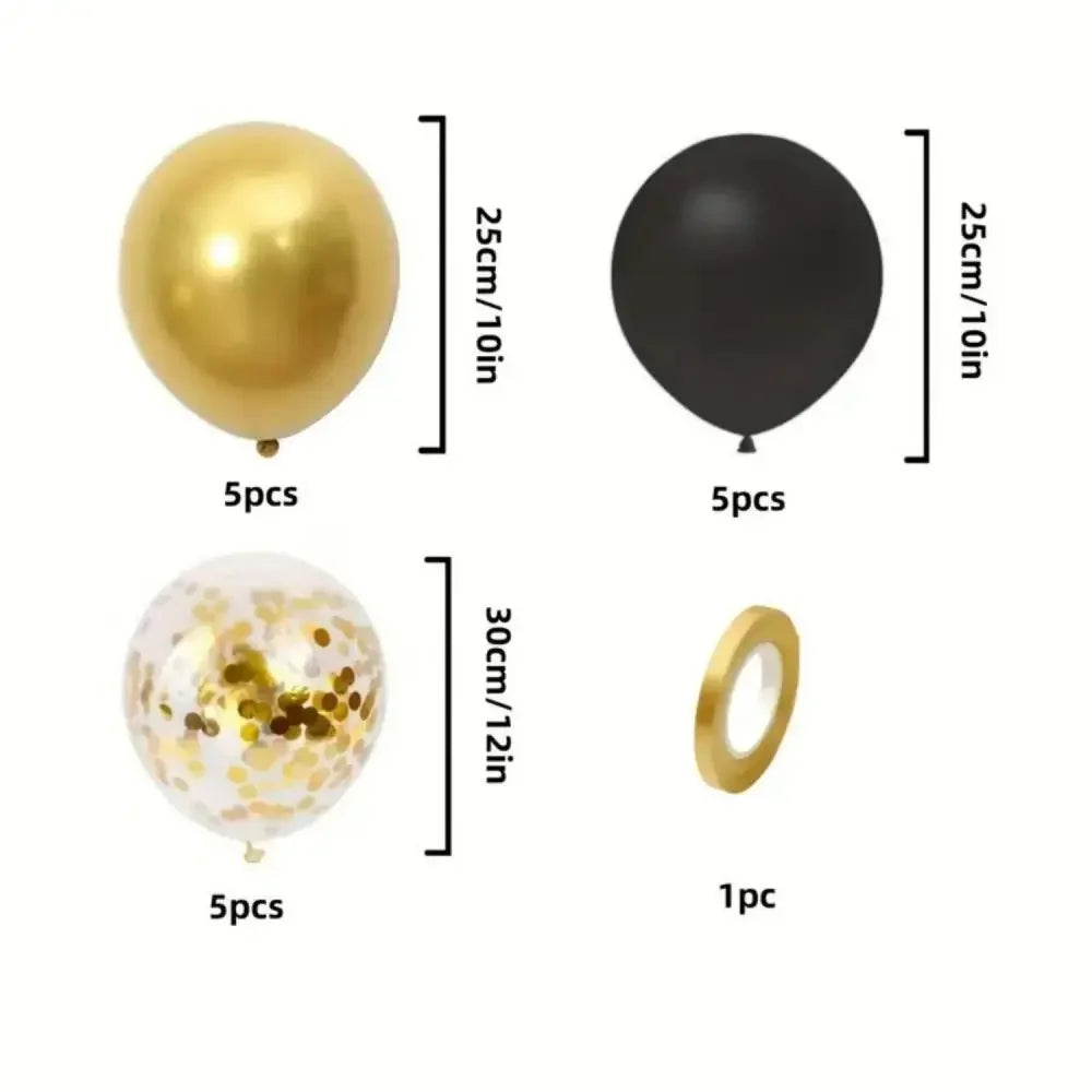 ブラックメタリックスパンコールバルーン16個セット