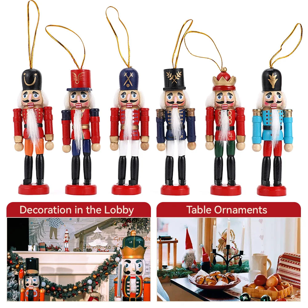 イベント・クリスマス装飾｜木製くるみ割り人形ペンダント6個セット