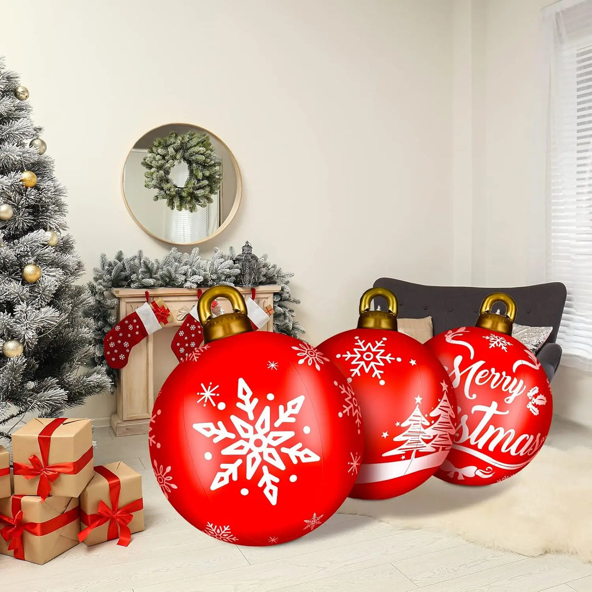 イベント・クリスマス装飾｜巨大インフレータブルクリスマスボール3個セット