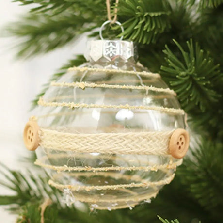 イベント・クリスマス装飾｜ゴールドリネンロープ付きクリスマスボール6個セット