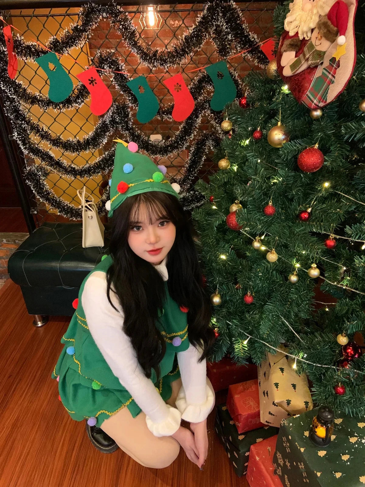 イベント・クリスマスグッズ｜キッズ～大人まで！ツリー型コスチュームセット(100c～170c)