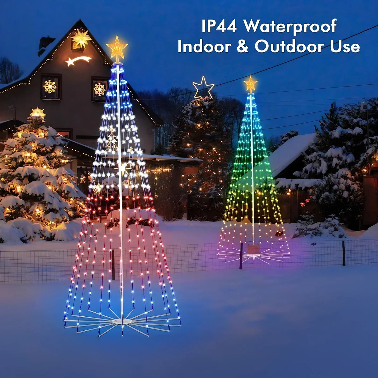地引テスト用2.1M Smart Lighted RGB Christmas Tree APP & Remote Control Star Topper Outdoor DIY APP Controlled Lighted Christmas Tree Light