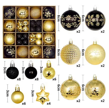 イベント・クリスマス装飾｜クリスマス吊り下げボールセット ブラックゴールド