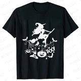 イベント・ハロウィングッズ｜レディース ハロウィン魔女柄Tシャツ (S～XXL)