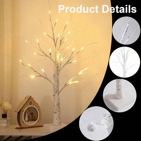 イベント装飾・インテリア｜白樺の枝ツリーライト 24LED 電池/USB電源