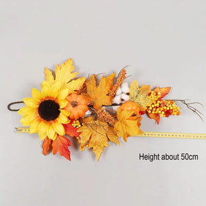 イベント・ハロウィングッズ｜秋の彩りスワッグ 50cm ひまわりと紅葉