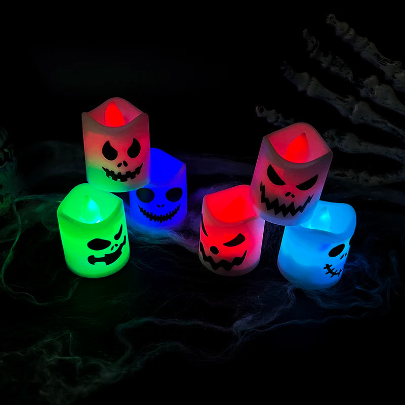 イベント・ハロウィングッズ｜LED ゴーストパンプキンキャンドル 6個セット