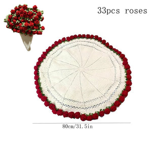 フラワーブーケデザインの軽量ニットブランケット