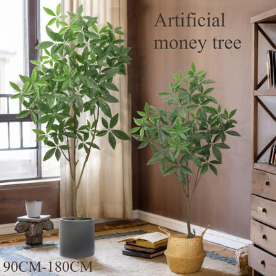 人工マネーツリー 観葉植物【90〜180cm】鉢付き大型フェイクグリーン｜室内外インテリア・商業施設・オフィス装飾に｜誉PRINTING