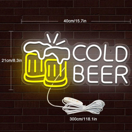 ビール LEDネオンライトサイン USB調光付き