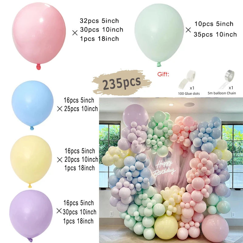 【バルーン装飾】マカロンカラー＆ゴールドバルーンセット（119個～235個入）