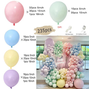 【バルーン装飾】マカロンカラー＆ゴールドバルーンセット（119個～235個入）