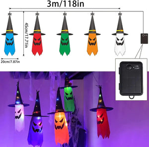 イベント・ハロウィン装飾｜ 魔女帽子型LEDライトセット 5個（3M））