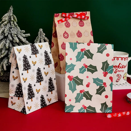 イベント・クリスマス装飾｜クリスマス柄紙製ギフトバッグセット(5/10個入)