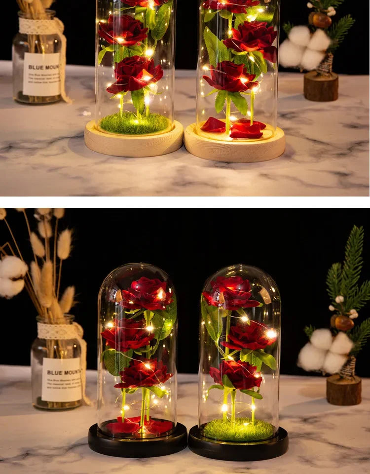ライトアップガラスドームローズギフト