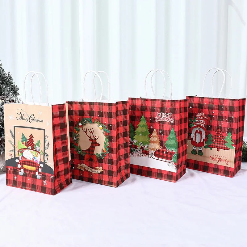イベント・クリスマス装飾｜クリスマスクラフト紙ギフトバッグセット(4枚入)