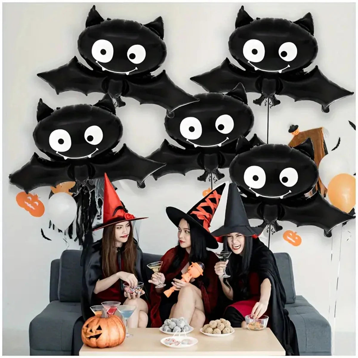 イベント・ハロウィン装飾｜コウモリ型アルミバルーンセット(3個)