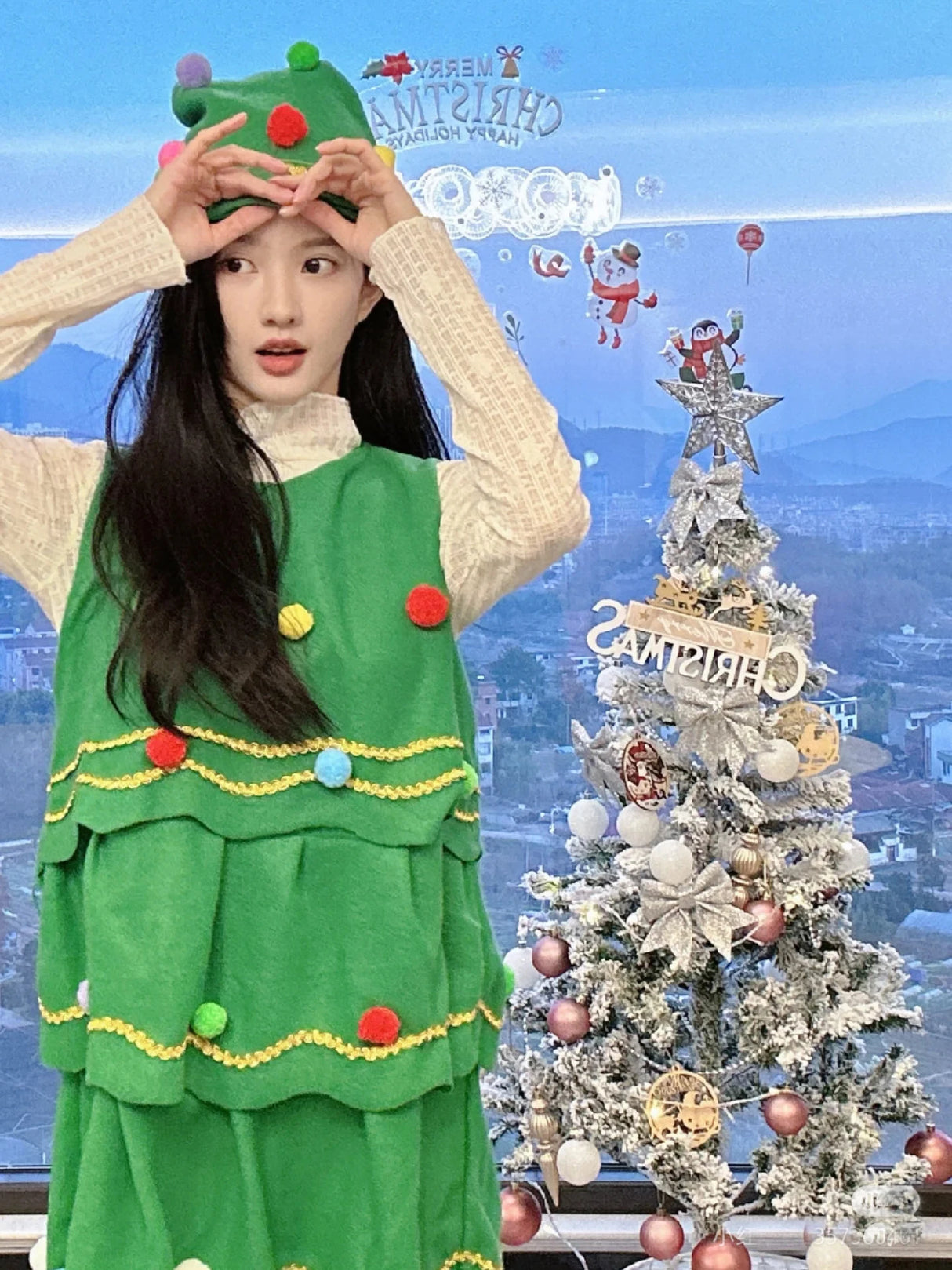 イベント・クリスマスグッズ｜キッズ～大人まで！ツリー型コスチュームセット(100c～170c)