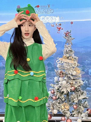 イベント・クリスマスグッズ｜キッズ～大人まで！ツリー型コスチュームセット(100c～170c)