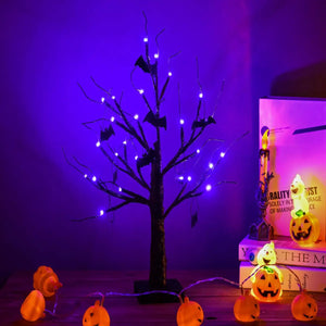 イベント・ハロウィン装飾｜卓上用ハロウィンLEDブラックツリー（45CM）