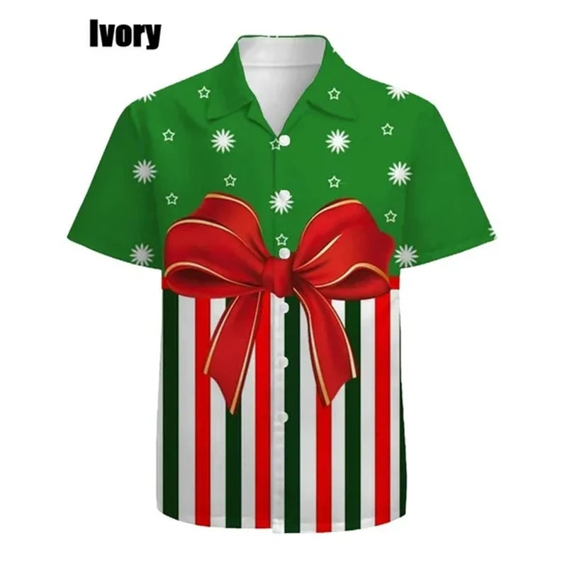 イベント・クリスマスグッズ｜ メンズ用 ユニーククリスマス柄プリントシャツ(XS～6XL)