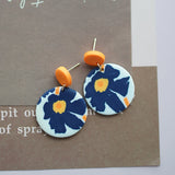 アールデコ風花柄ポリマークレイイヤリングセット