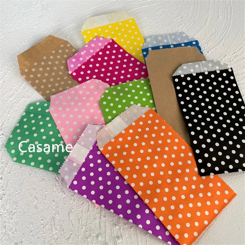 |ノベルティ用品 | ドット柄クラフトミニ紙袋 50枚入り | 8×15c