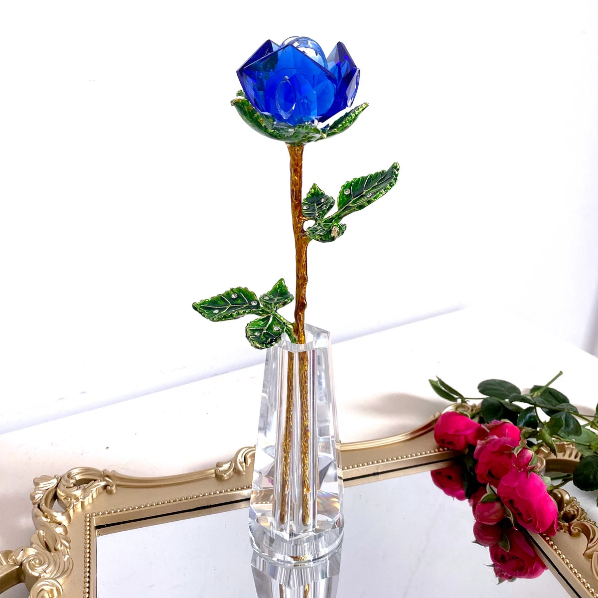 クリスタルローズガラスペーパーウェイトギフト