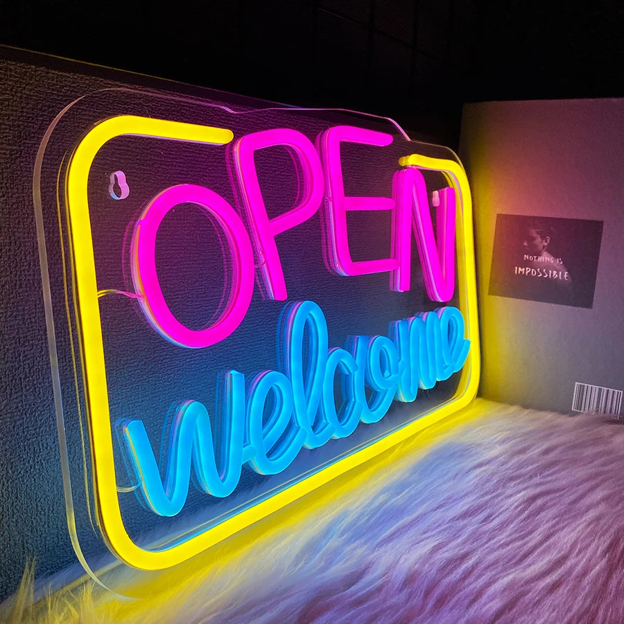 OPEN welcome　LEDネオンサイン