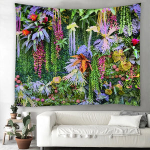 トロピカル植物草タペストリー花緑の植物壁掛け布ボヘミアンタペストリーアートホームデコレーションプリントカーペットヨガマット