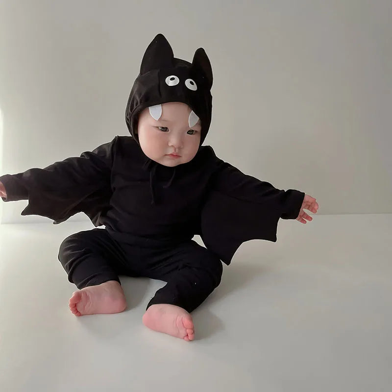 ハロウィンベビー服セット コウモリ柄3点セット