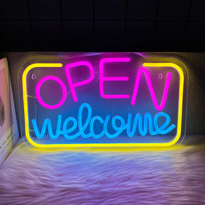 OPEN welcome　LEDネオンサイン
