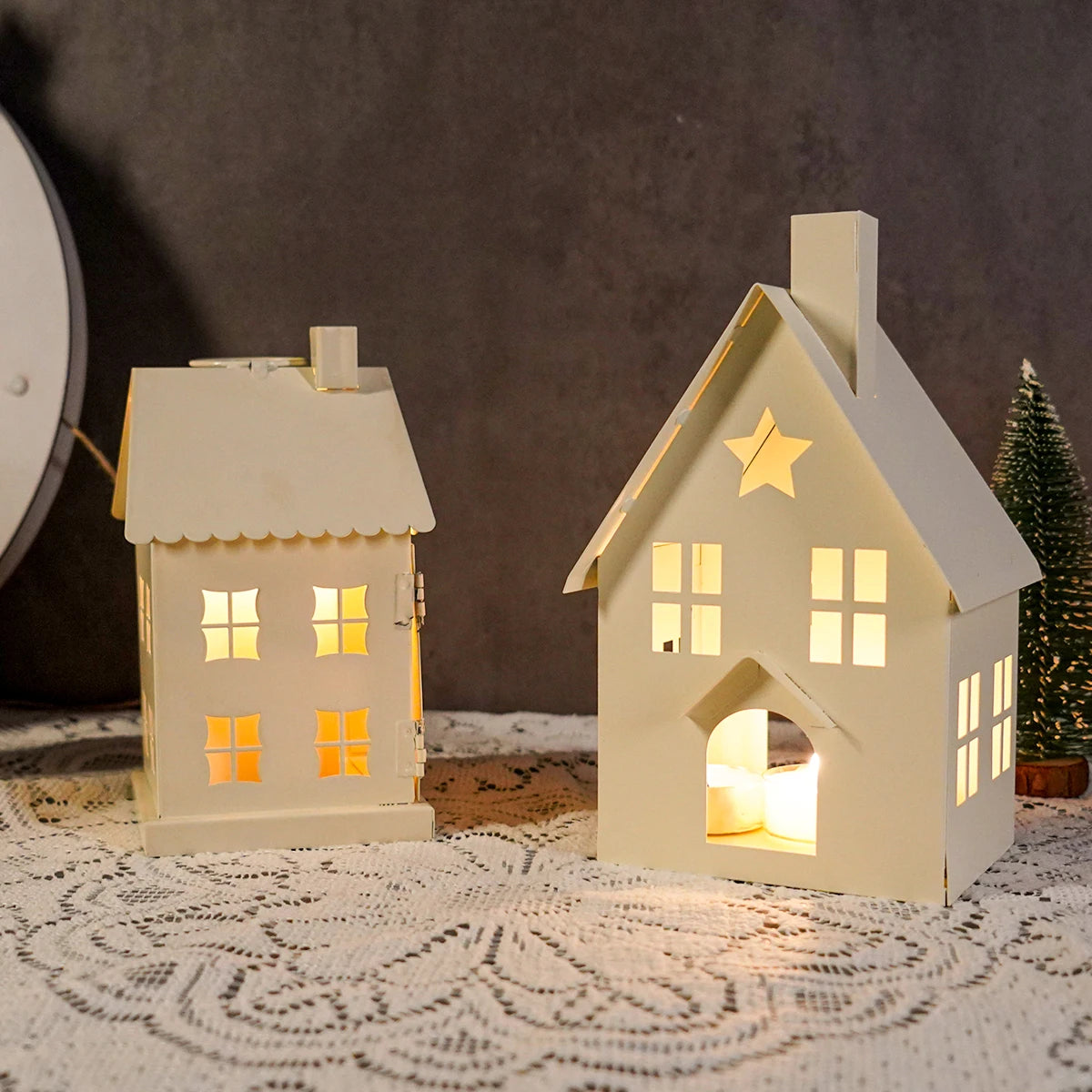 イベント・クリスマス装飾｜鉄製ハウス型キャンドルホルダー
