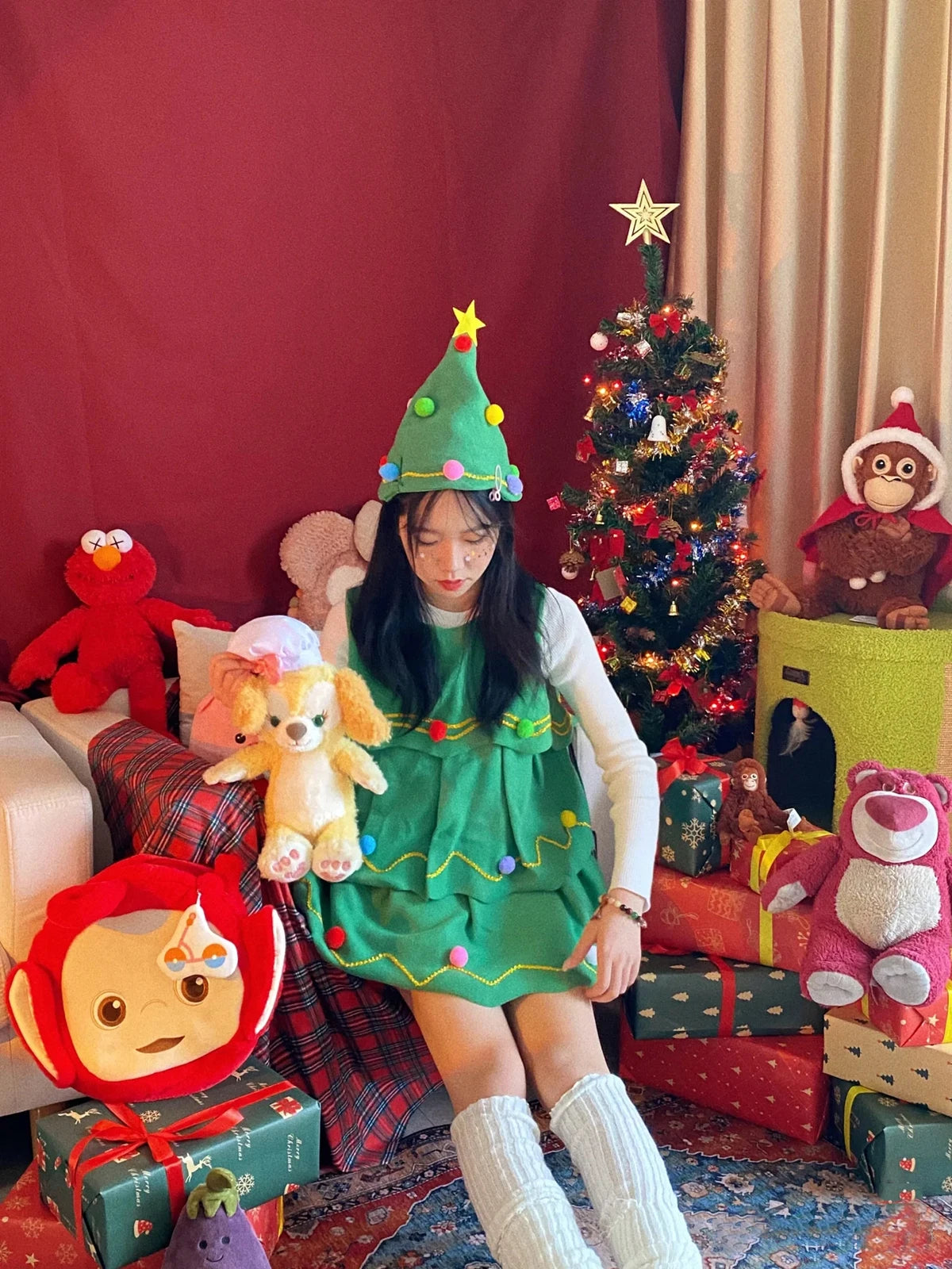 イベント・クリスマスグッズ｜キッズ～大人まで！ツリー型コスチュームセット(100c～170c)