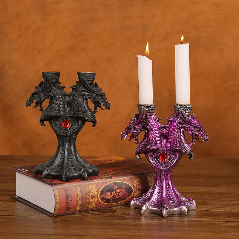 イベント・ハロウィングッズ｜中世ドラゴン樹脂製キャンドルスタンド
