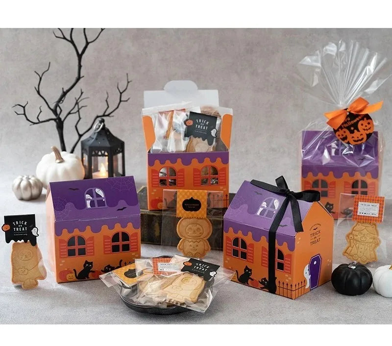 イベント・ハロウィングッズ｜カラフル スモールハウス キャンディボックス 8個セット