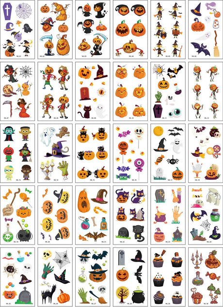 【イベント・ハロウィングッズ】ハロウィン用防水タトゥーステッカー(30枚セット)