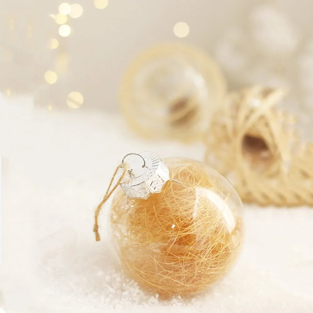 イベント・クリスマス装飾｜ゴールドリネンロープ付きクリスマスボール6個セット